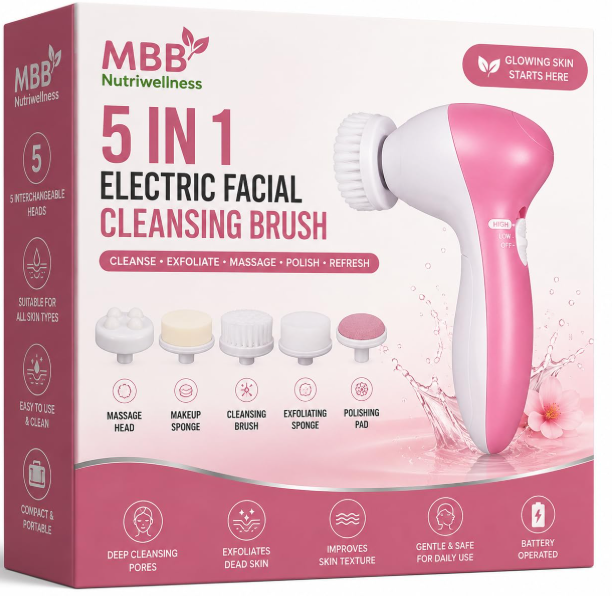 Facial Massager – 5-in-1 Body Cleanser & Exfoliator | VelvaBloom