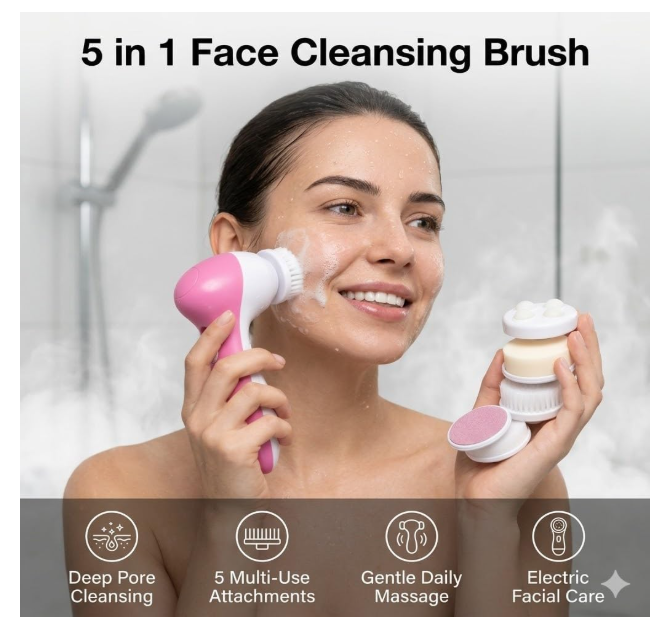 Facial Massager – 5-in-1 Body Cleanser & Exfoliator | VelvaBloom