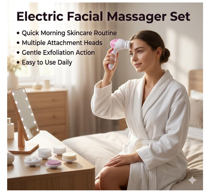Facial Massager – 5-in-1 Body Cleanser & Exfoliator | VelvaBloom